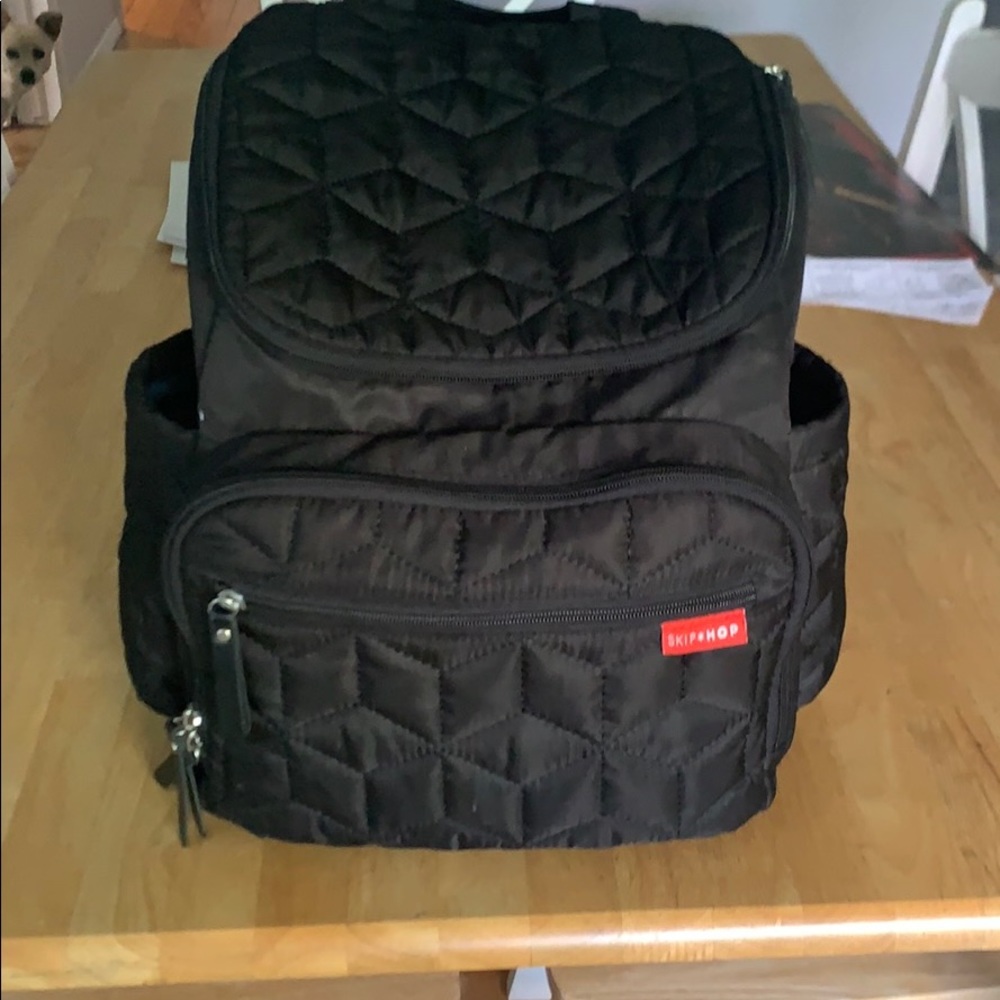 Black backpack diaper bag